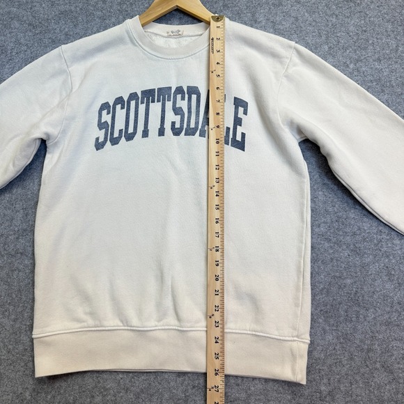 John Galt Scottsdale Crewneck Sweatshirt Women's Size S Cream Navy Heavyweight - Picture 5 of 8